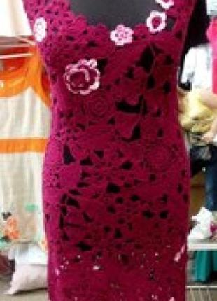 Шикарное платье вязаное крючком1 фото