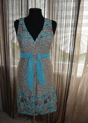 Яскраве літнє плаття з зав'язкою під груди, віскоза