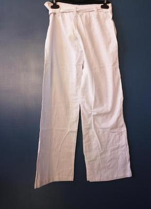 Белые хлопковые штаны свободного фасона. л, хл. лёгкие штаны на резинке оверсайз7 фото