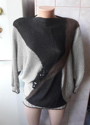 Оригинальная теплая кофта, в составе :ангора и вискоза.