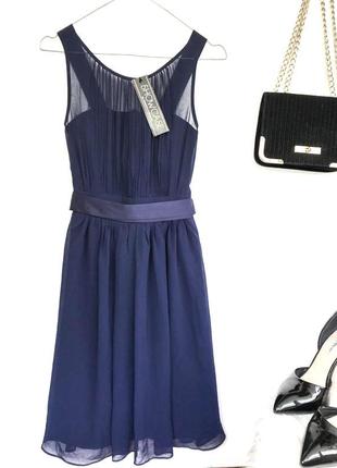 Темно-синее новое выпускное платье на свадьбу для дружки/шифоновое свидетельницы navy blue1 фото