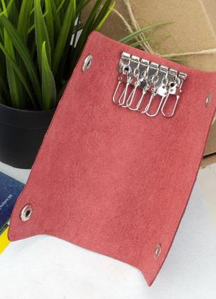 Подарунковий жіночий набір №64 "тризуб": обкладинка на паспорт + ключниця (червоний)7 фото