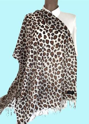 Natrace шерстяной палантин шаль пашмина с тигровом принте5 фото