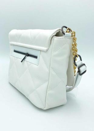 Женская стеганая сумка белая сумочка белого цвета2 фото