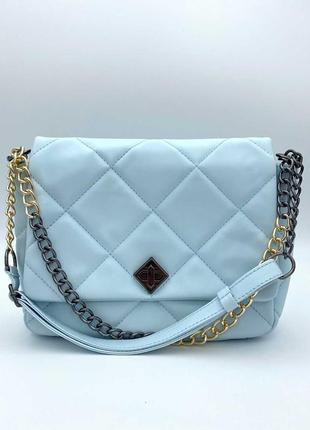 Женская стеганая сумка голубая сумочка голубого цвета1 фото