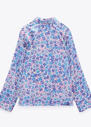 Сатиновая блуза в цветочный принт zara5 фото