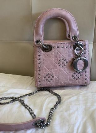 Сумка в стилі lady dior mini bag pink