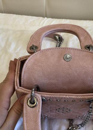 Сумка в стилі lady dior mini bag pink 2