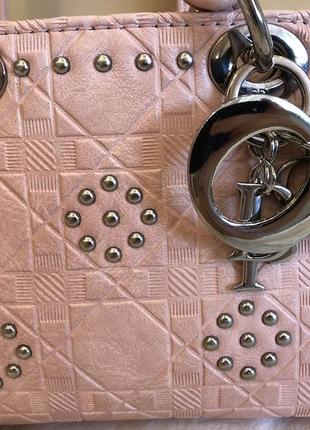 Сумка в стилі lady dior mini bag pink 4
