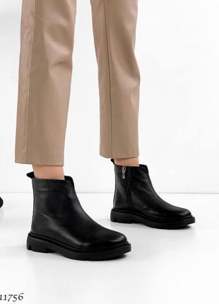 Чорні зимові натуральні черевики ,жіночі натуральні черевики зима 2023