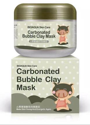 Бульбашкова маска для обличчя bioaqua carbonated bubble clay mask з каоліновою глиною, 100 г1 фото