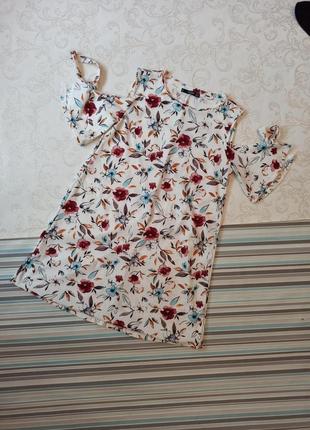 Платье летнее с открытыми плечами mango