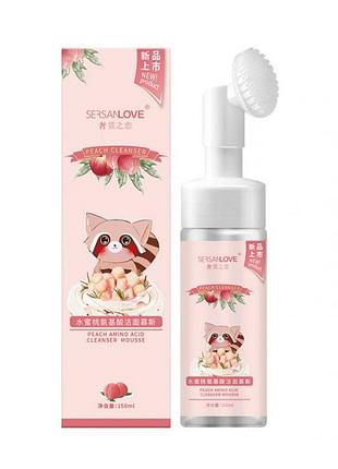 Очищающая пенка-мусс для умывания с щеточкой с экстрактом персика sersanlove