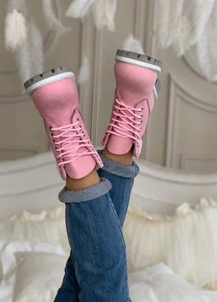 Женские ботинки на меху timberland "pink6 фото