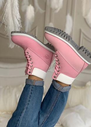 Женские ботинки на меху timberland "pink7 фото