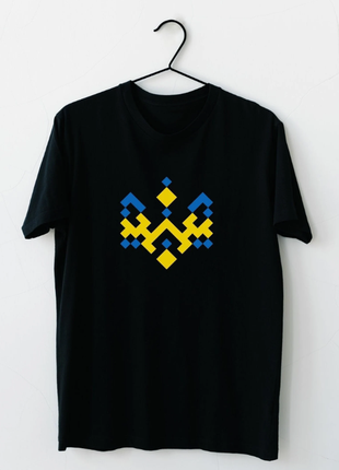 Мужская и женская патриотическая футболка с принтом герб украини вышиванка