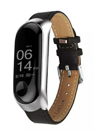 Шкіряний ремішок для mi band 3/4/5/6/7 кожаный ремешок mi band ремінець для годинника ми бенд браслет ми банд мі бенд мі банд