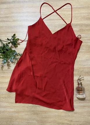 Майка атласна червона шовкова