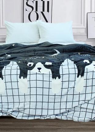 Плед из микрофибры собаки двуспальный 200*220 см. мягкий alm1905