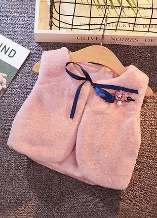 Жилет из искусственного меха, розового цвета, р. 70 - 130 см