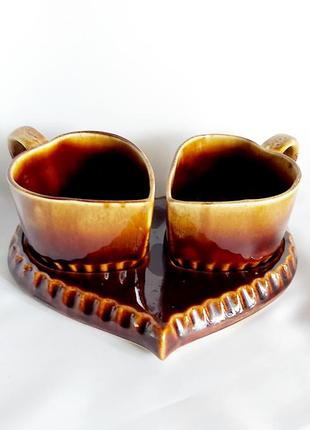 Чашка с блюдцем майоліка кераміка