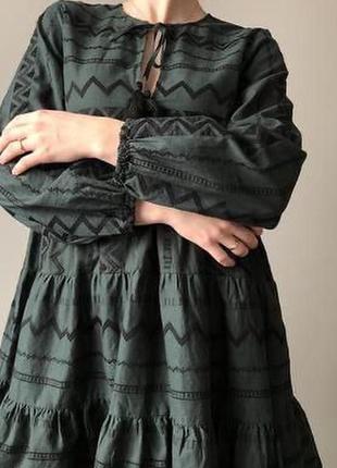Бавовняна сукня з вишивкою zara5 фото