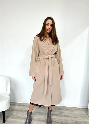 Шикарное зимнее теплое длинное пальто из итальянского кашемира