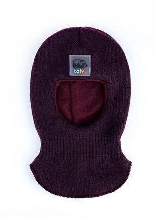 Шапка-шлем для детей однотонная фиолетовая зима