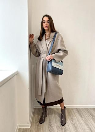 Шикарное зимнее качественное длинное пальто из итальянского кашемира
