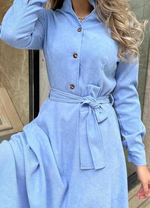 Блакитна вельветова сукня3 фото