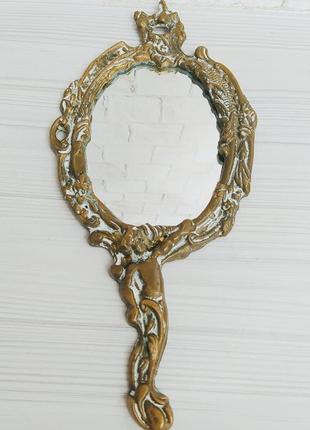 Антикварное зеркало, бронза.1 фото