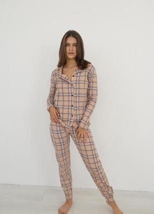Натуральна бавовняна піжама/домашній костюм сорочка і штани 42-50