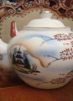 Антикварный чайник роспись фарфор япония