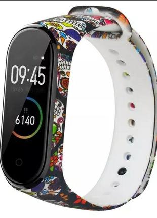 Ремішок з малюнком для mi band 3/4/5/6/7 ремешок с принтом mi band ремінець для годинника ми бенд браслет мі банд ремешок с рисунком  мі бенд ми банд