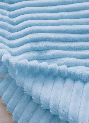 Плед мягкий двухспальный в полоску голубой alm19323 фото