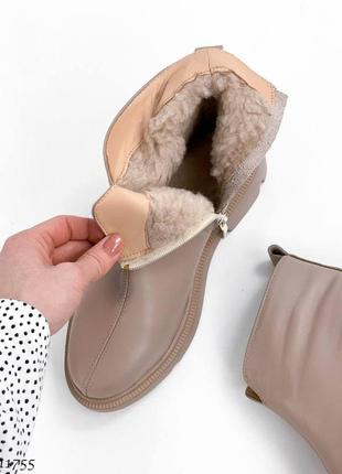 Черевики чоботи зима натуральна шкіра беж