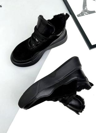 Зимові кросівки, чорний, натуральна шкіра /замша5 фото