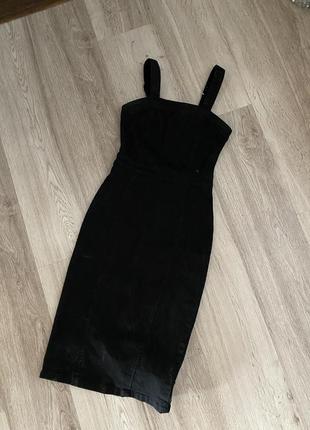 Стильное платье черное джинсовое миди размер xs8 фото