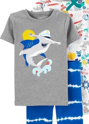 Піжама акула, шорти, футболка, картерс, 122 см