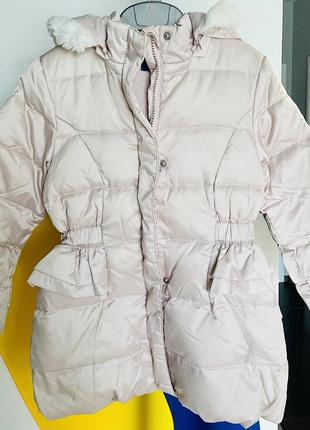 Пальто пуховое chicco куртка пуховик для девочки 110 розовая1 фото