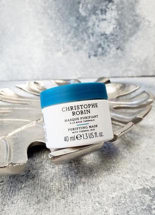 Очищувальна маска для волосся з термальною гряззю christophe robin purifying mask with Recommended mud 40ml