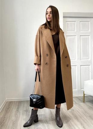 Довге зимове брендове якісне пальто з вовняної тканини5 фото