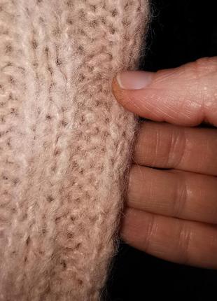 Свитер с альпакой шерстяной шерсть вязаный ffc в узор ажурный кружевной нюдовый воротник хомут5 фото