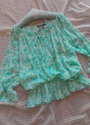 Легка м'ятна блуза в метеликах david emanuel