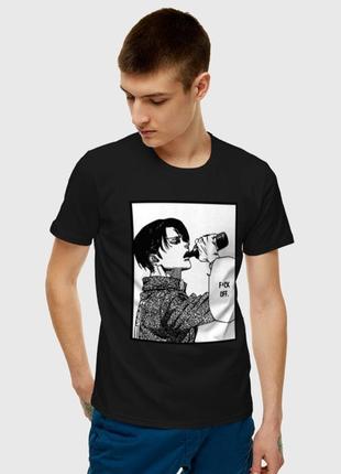 Футболка аниме «атака титанов леви пьет»