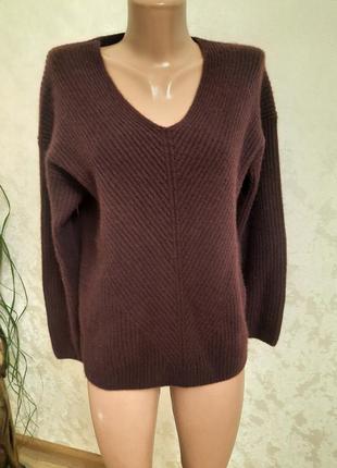 Кашемировий свитер пуловер джемпер в крупный рубчик   h&м
