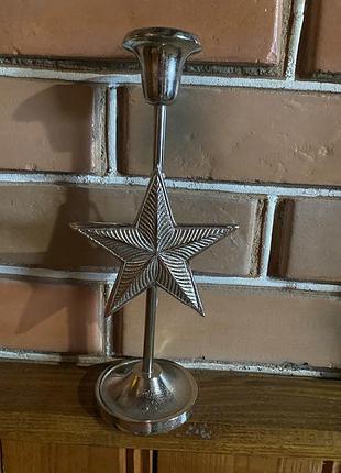 Металевий підсвічник зірка декор новорічний новогодний подсвечник