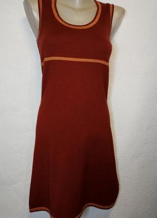 Шерстяное мини-платье без рукавов guess collection терракотовый цвет1 фото