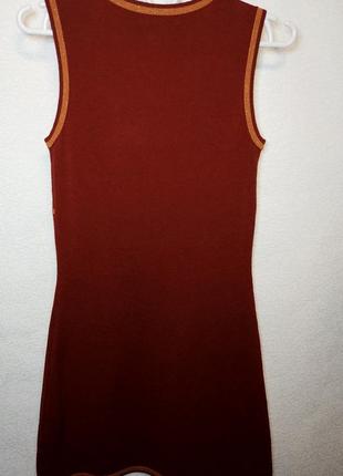 Шерстяное мини-платье без рукавов guess collection терракотовый цвет4 фото