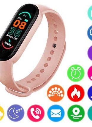 Фітнес браслет fitpro smart band m6 (смарт годинник, пульсоксиметр, пульс).  колір рожевий